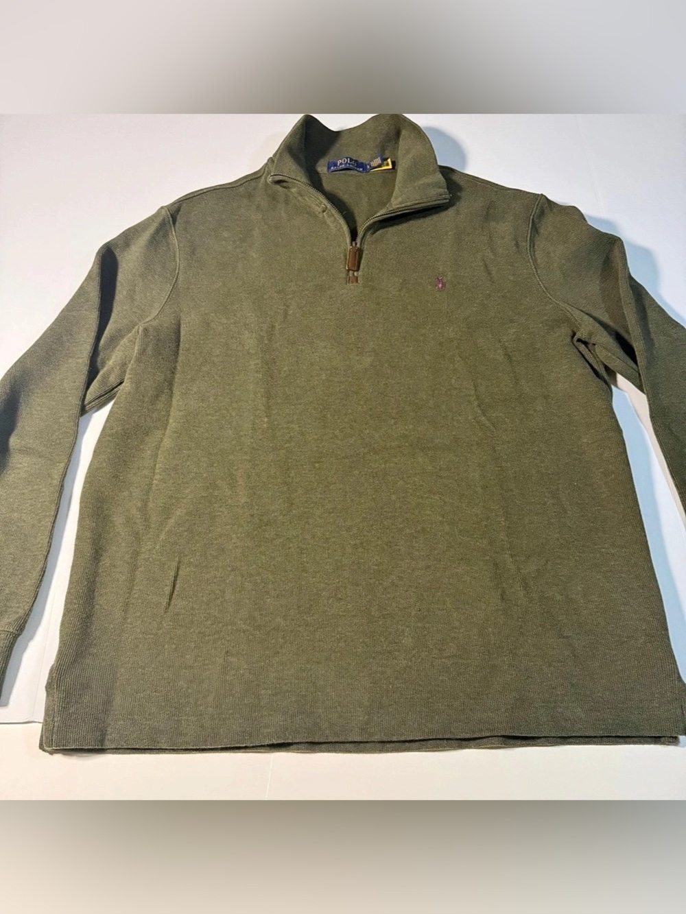 Polo Ralph Lauren Estate-Rib Quarter-Zip Pullover Olive Large
